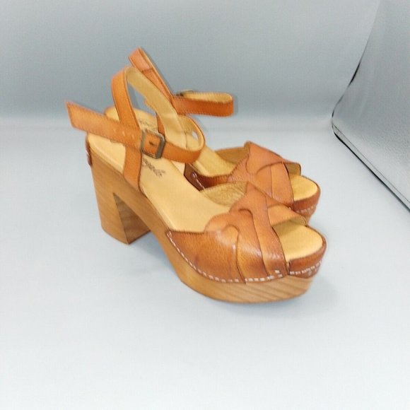 BNWOT Free People Orion Heels Size UK 4 EU 37 Brown Leather Platform Clogs £180 - Picture 7 of 10